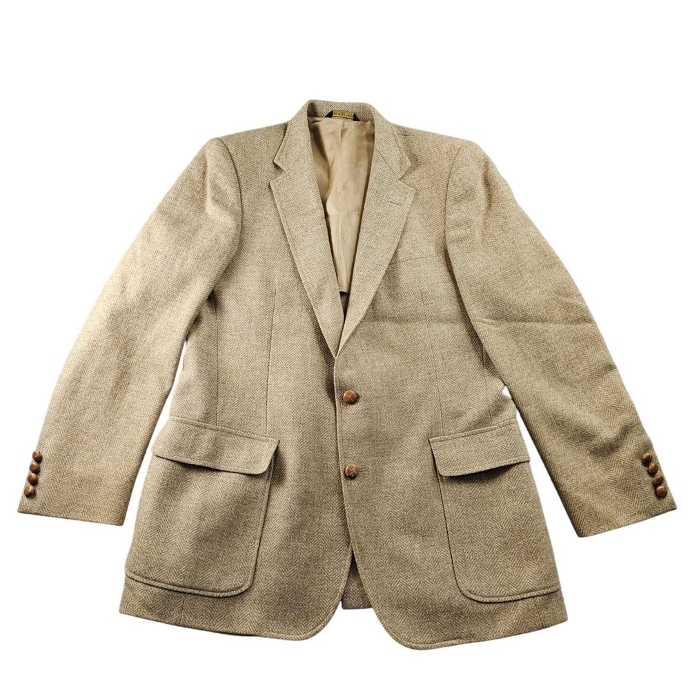 Imperial By Haggar Blazer Jacket Mens 42L Brown Tweed Lined Single Breasted USA